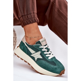 Zapatos deportivos de gamuza para mujeres en la plataforma Vinceza 66720 verde 9