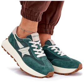 Zapatos deportivos de gamuza para mujeres en la plataforma Vinceza 66720 verde 10