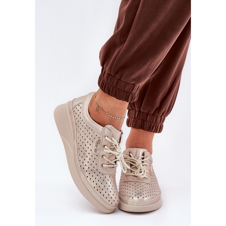 Vinceza Deportes deportivos deportivos de cuero femenino zapatos para dormir para dormir dorado 2