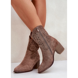 Botas de Openwork Tisos altos de mujer S.Barski Hy51-125 Brown marrón 5