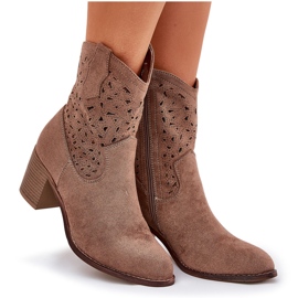 Botas de Openwork Tisos altos de mujer S.Barski Hy51-125 Brown marrón 8