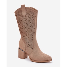 S.Barski Botas de Openwork Medio techo Cowboy S. Barski Hy51-238 beige 4