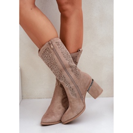 S.Barski Botas de Openwork Medio techo Cowboy S. Barski Hy51-238 beige 3