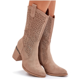 S.Barski Botas de Openwork Medio techo Cowboy S. Barski Hy51-238 beige 9
