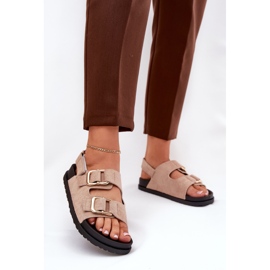 Sandalias para mujeres con hebillas beige 2