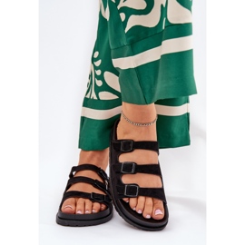 Zapatillas para mujeres con rayas y hebillas negras negro 3