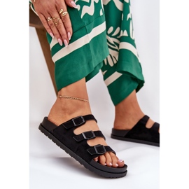 Zapatillas para mujeres con rayas y hebillas negras negro 7