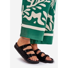 Zapatillas para mujeres con rayas y hebillas negras negro 1