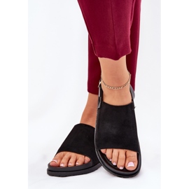 Sandalias para mujeres con gamuza ecológica en la plataforma negra negro 2