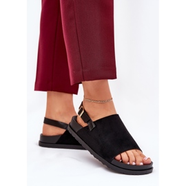 Sandalias para mujeres con gamuza ecológica en la plataforma negra negro 3