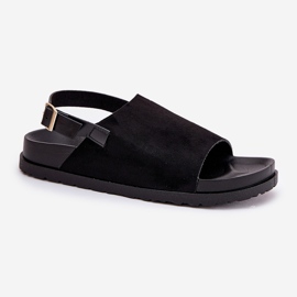 Sandalias para mujeres con gamuza ecológica en la plataforma negra negro 4