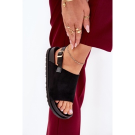 Sandalias para mujeres con gamuza ecológica en la plataforma negra negro 5