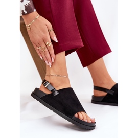 Sandalias para mujeres con gamuza ecológica en la plataforma negra negro 6