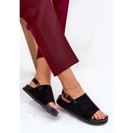 Sandalias para mujeres con gamuza ecológica en la plataforma negra negro 7