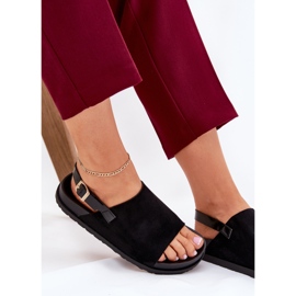Sandalias para mujeres con gamuza ecológica en la plataforma negra negro 8