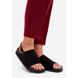 Sandalias para mujeres con gamuza ecológica en la plataforma negra negro 1