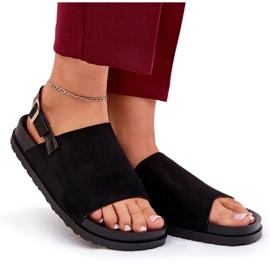 Sandalias para mujeres con gamuza ecológica en la plataforma negra negro 9