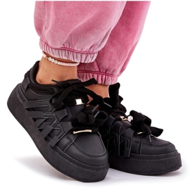 Zapatillas de zapatillas de cuero en la plataforma negra negro 9