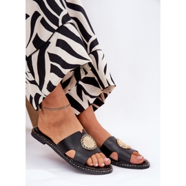 Chanclas de mujeres planas con detalles decorativos ofertas negras negro 6
