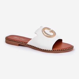 Zapatillas para mujeres de cuero eco con un detalle blanco decorativo 4