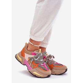 Zapatillas deportivas para mujeres con zapatillas de cordón doble caqui beige 1