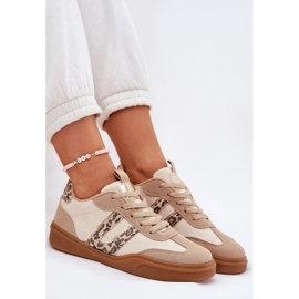 Zapatillas de deporte femeninas con beige de leopardo de gamuza ecológica 8