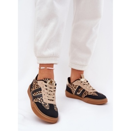 Zapatillas de deporte femeninas con leopardo de cuero ecológico negro 2