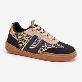 Zapatillas de deporte femeninas con leopardo de cuero ecológico negro 4