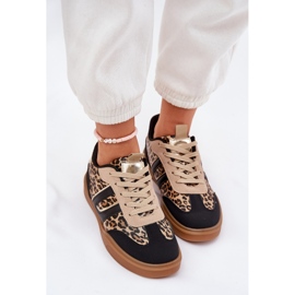 Zapatillas de deporte femeninas con leopardo de cuero ecológico negro 5
