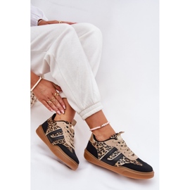 Zapatillas de deporte femeninas con leopardo de cuero ecológico negro 6