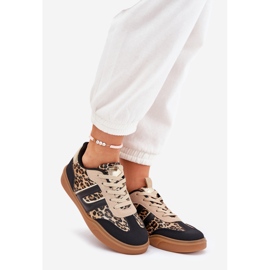 Zapatillas de deporte femeninas con leopardo de cuero ecológico negro 1