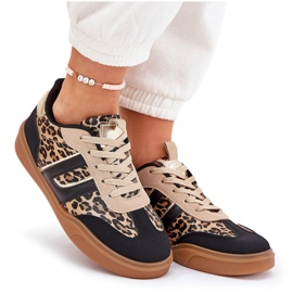 Zapatillas de deporte femeninas con leopardo de cuero ecológico negro 8