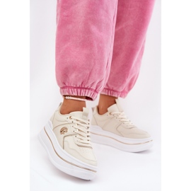 Zapatos deportivos femeninos en la plataforma beige 2