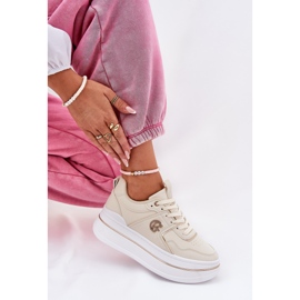 Zapatos deportivos femeninos en la plataforma beige 5