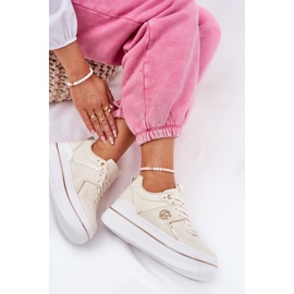 Zapatos deportivos femeninos en la plataforma beige 6