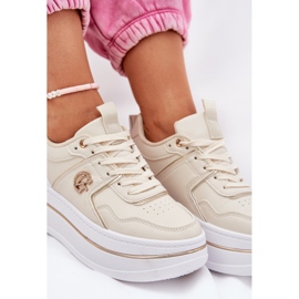 Zapatos deportivos femeninos en la plataforma beige 7