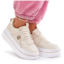 Zapatos deportivos femeninos en la plataforma beige 8