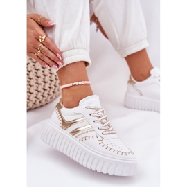 Zapatillas para mujeres en la plataforma de oro dorado 8