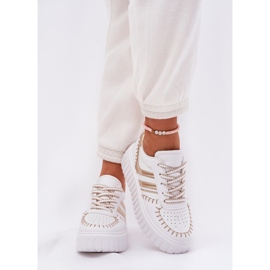 Zapatillas para mujeres en la plataforma de oro dorado 5