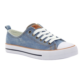 American Club Zapatillas de jeans atadas azul 1