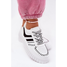 Zapatillas de deporte para mujeres en la plataforma blanca y blanca blanco 5