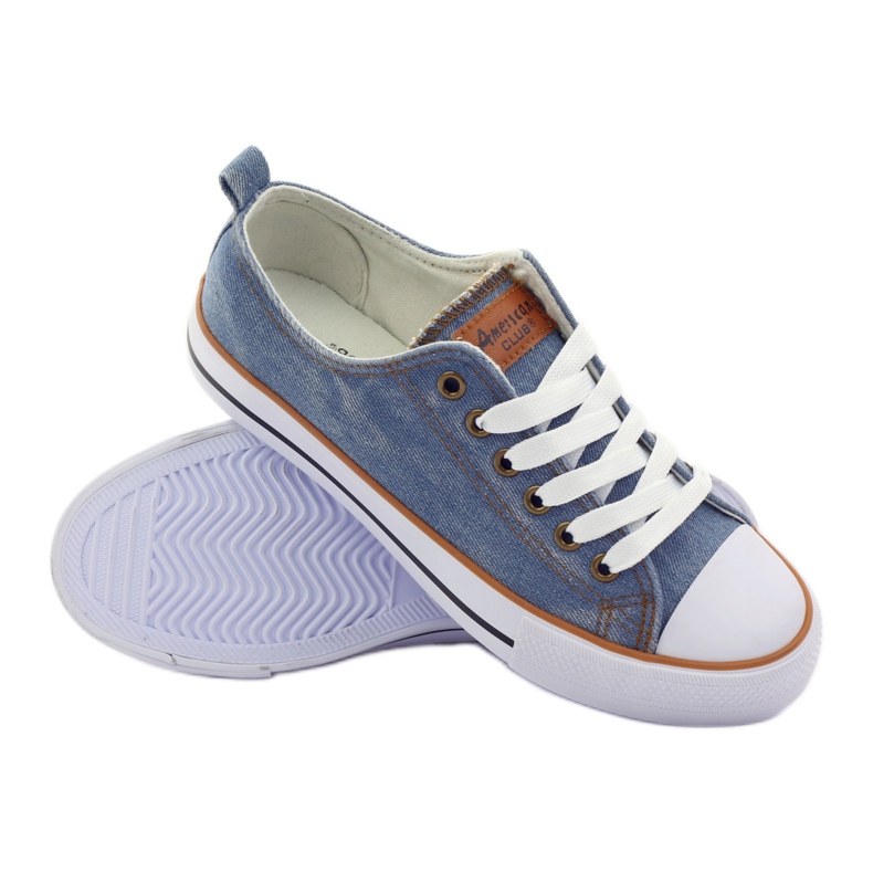 American Club Zapatillas de jeans atadas azul 3