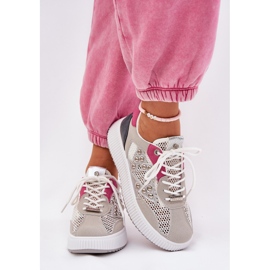 Zapatos deportivos femeninos con tachuelas de malla y gris 3