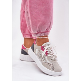 Zapatos deportivos femeninos con tachuelas de malla y gris 5