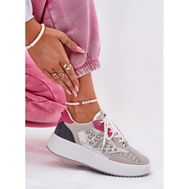 Zapatos deportivos femeninos con tachuelas de malla y gris 6