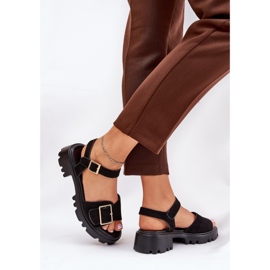 Sandalias para mujeres de gamuza ecológica con abrazadera negra negro 3