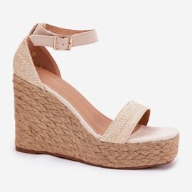 Sandalias De Mujer Con Cuña Y Trenza, Beige 4
