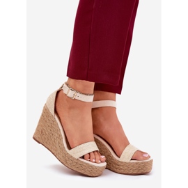 Sandalias De Mujer Con Cuña Y Trenza, Beige 1