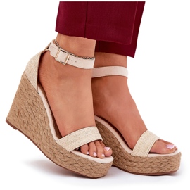 Sandalias De Mujer Con Cuña Y Trenza, Beige 7