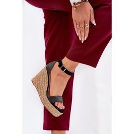 Sandalias para mujeres para cuña con trenza negra negro 3